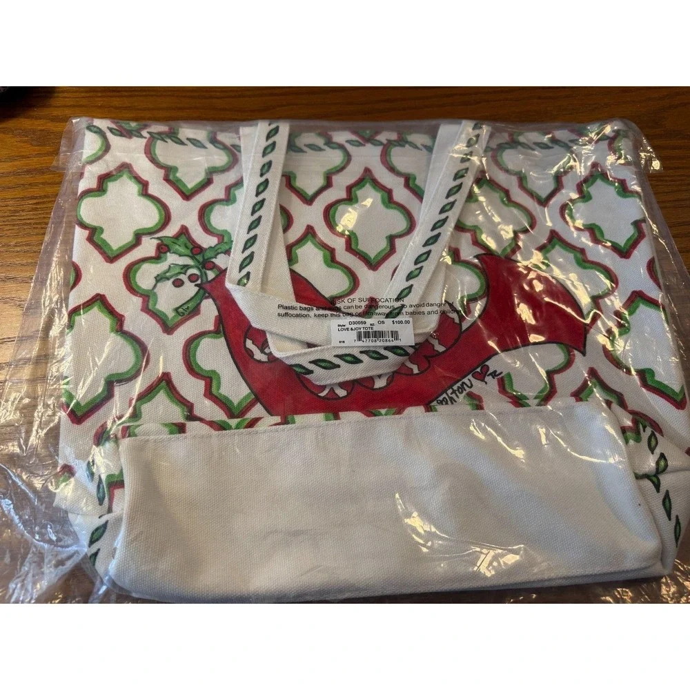 NWT Brighton Love & Joy Tote Christmas Canvas Shopper Bag Sealed